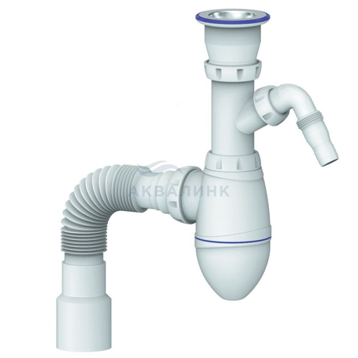 Сифон Unicorn А320V 1-1/2х40 с выпуском для стиральной машины и гофрой 40х40/50