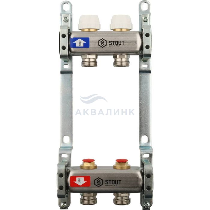 Группа коллекторная Stout с запорными клапанами SMS0922