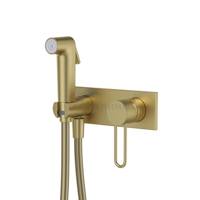 Смеситель для биде IDDIS Дюна (Duna) DUNMGV0i08 с гигиеническим душем с защитным клапаном, матовое золото