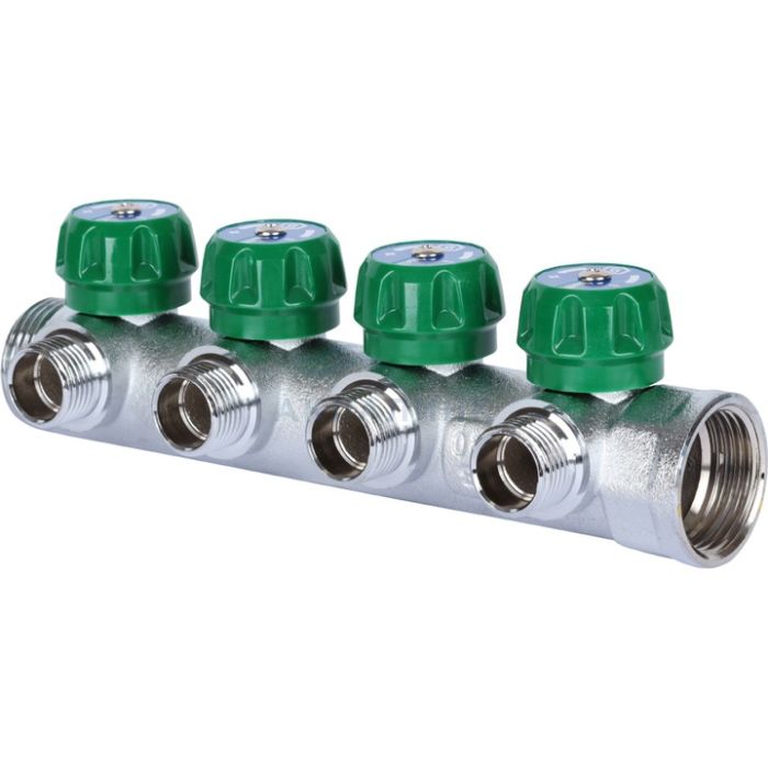 Коллектор Stout регулирующий 1", 4 отвода 1/2"