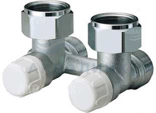 Узел Far нижнего подключения, угловой для стальных радиаторов 