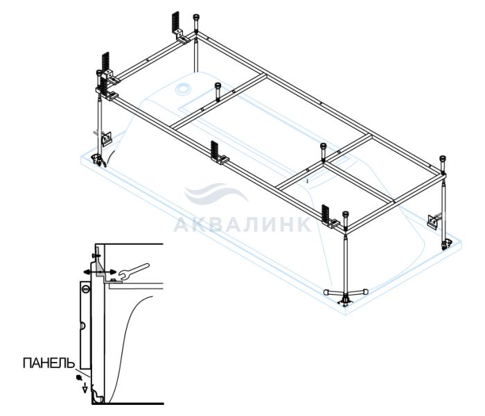 Каркас для ванны CEZARES ECO, MODENA, PLANE 160х70