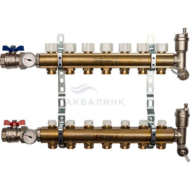 Группа коллекторная Stout из латуни без расходомеров SMB 0468