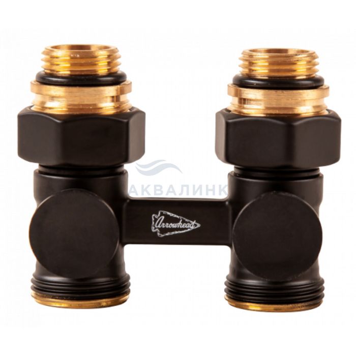 Узел нижнего подключения Arrowhead Black H-образный, прямой, 3/4"- 1/2", черный 216032B