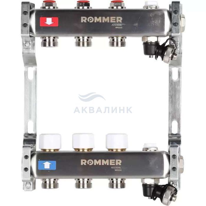 Группа коллекторная ROMMER без расходомеров, с клапаном вып. воздуха и сливом RMS 3201
