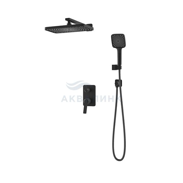 Система душевая IDDIS Паркер (Parker) встраиваемая, с тропическим душем, матовый черный PARBL02i67