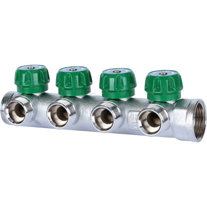 Коллектор Stout регулирующий 1", 4 отвода 3/4" EK