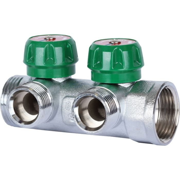 Коллектор Stout регулирующий 1", 2 отвода 3/4" EK