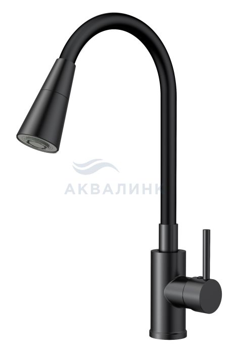 Смеситель для кухни ESKO Kitchen (Кухня) K47BB гибкий излив черный,2 режима, черный
