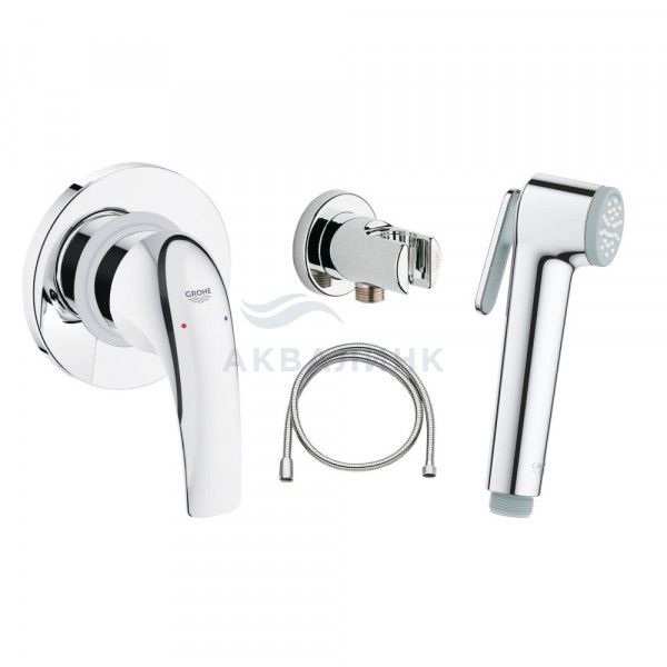 Комплект для биде GROHE BauCurve, смеситель встр.(29044000), гиг. душ (26506000) со шлангом (28142002) и держат, хром (замена арт. 123072)