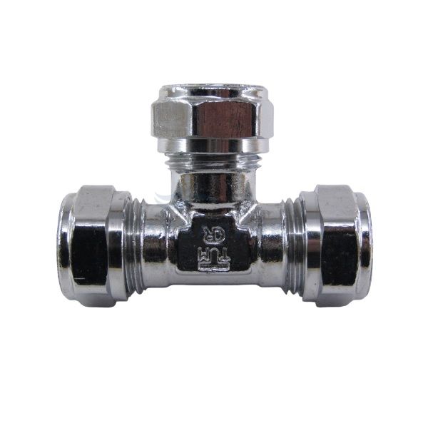 Тройник обжимной для медной трубы хром