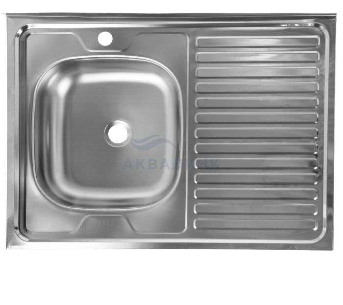 Мойка накладная 80х60 (0,5х150) левая чаша 