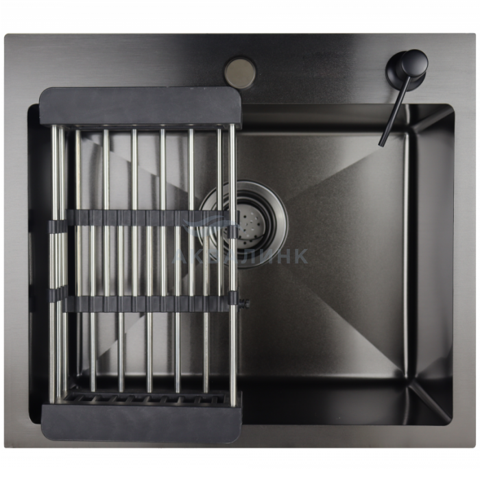 Мойка врезная SIRIUSLINE 50х40 Графит с коландером и дозатором