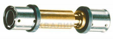 Пресс-телескопическая муфта для труб 16*2 латунь 4926 1601