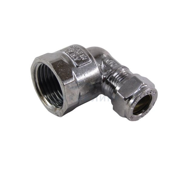 Угол обжимной с вр резьбой для медной трубы хром