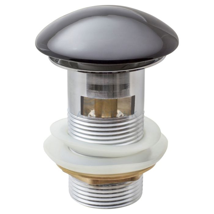 Клапан донный МастерПроф 1-1/4"клик-клак с переливом черная керамическая крышка