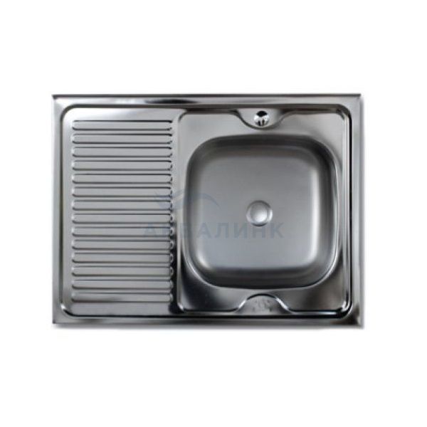 Мойка накладная 80х60 (0,8х180) правая чаша с сифоном