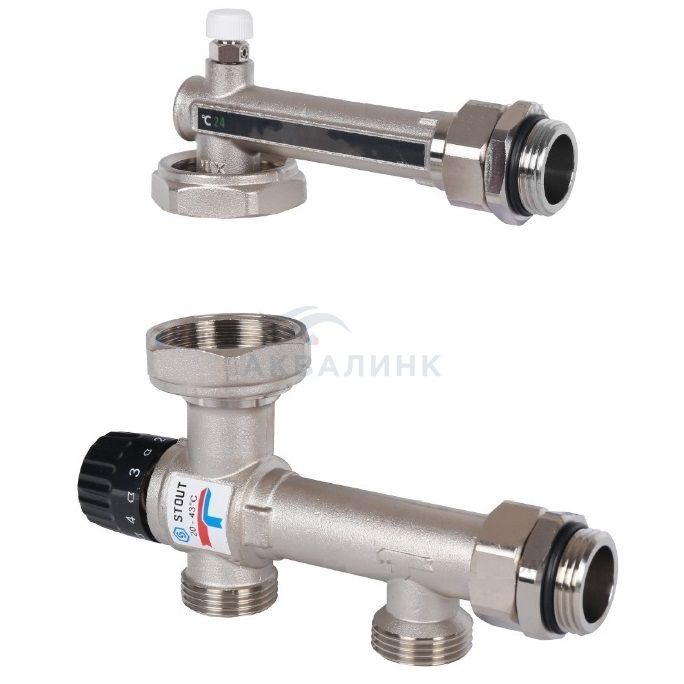 Узел насосно-смесительный STOUT с термостатическим клапаном 20-43°C, без насоса