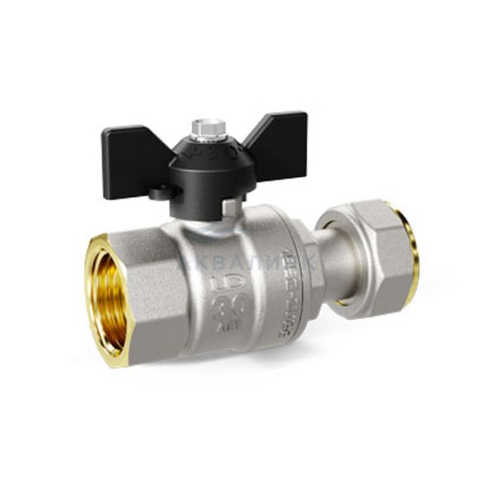 Кран шаровой LD Pride с накидной гайкой, бабочка 3/4" (47.20.В-НкГк.Б)