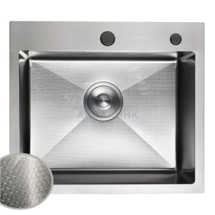 Мойка врезная Aflorn 50х44 Декор с сифоном