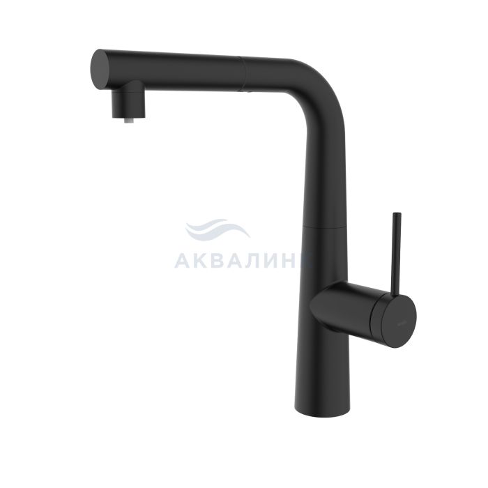 Смеситель для кухни IDDIS Пьюр (Pure), с каналом питьевой воды, выдвижной излив, черный матовый, PURBLPFi05