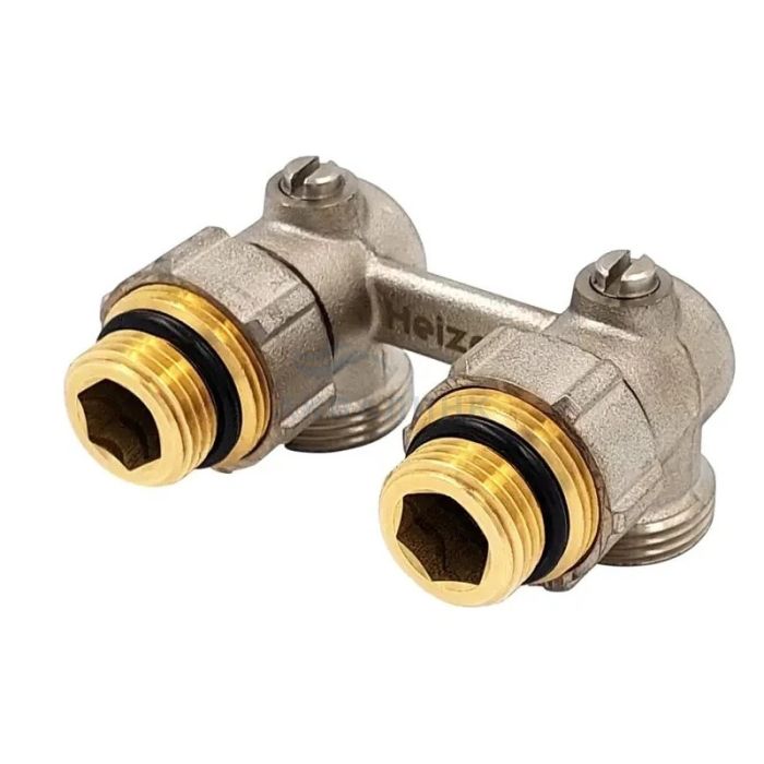 Узел нижнего подключения Heizen без байпаса, 1/2"НР х 3/4НР, угловой HDS346-20