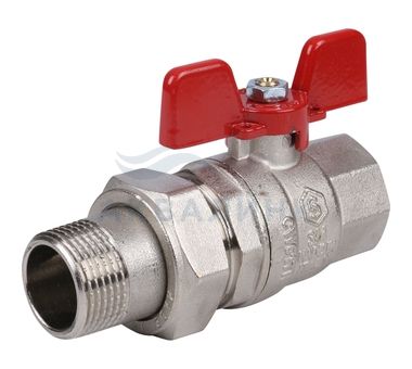 Кран шаровой STOUT со сгоном  с EPDM уплотнением ручка бабочка красная