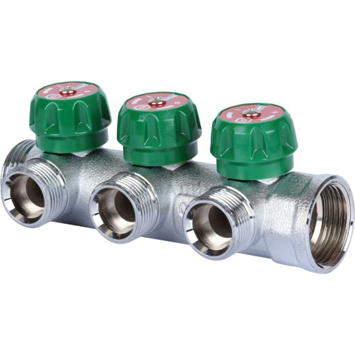 Коллектор Stout регулирующий 1", 3 отвода 3/4" EK