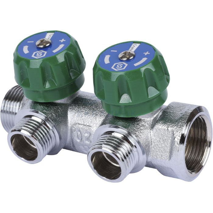 Коллектор Stout регулирующий SMS 6849, с отводами 1/2" плоское уплотнение