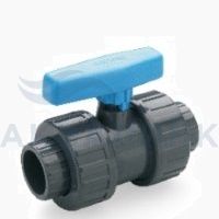 Кран шаровой ПВХ (PVC-U) клеевой с разборным муфтовым соединением d40 DN32  PE,  EPDM, PN16