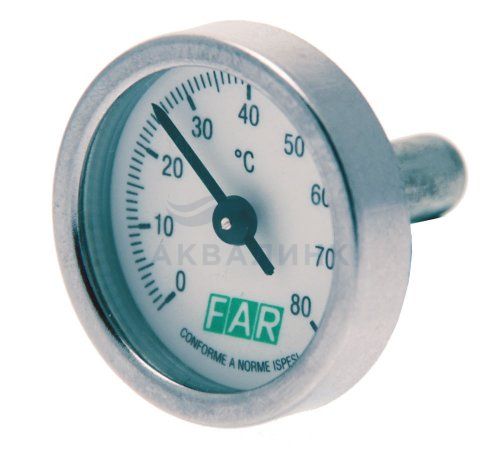 Термометр Far биметаллический (без фиксатора) д/шаров.кранов, 0-120С FA2653120