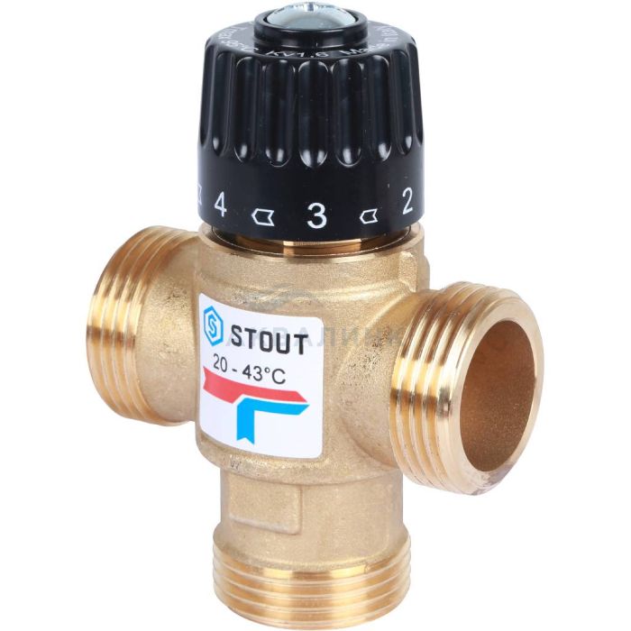 Клапан STOUT термостатический смесительный 20-43гр.С KV 1,6